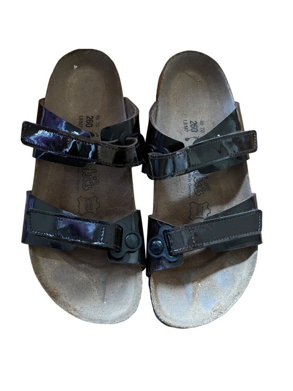 Birkenstock Birki's 40 US 9-9.5 Black Madura Patent Leather Double Strap Sandals